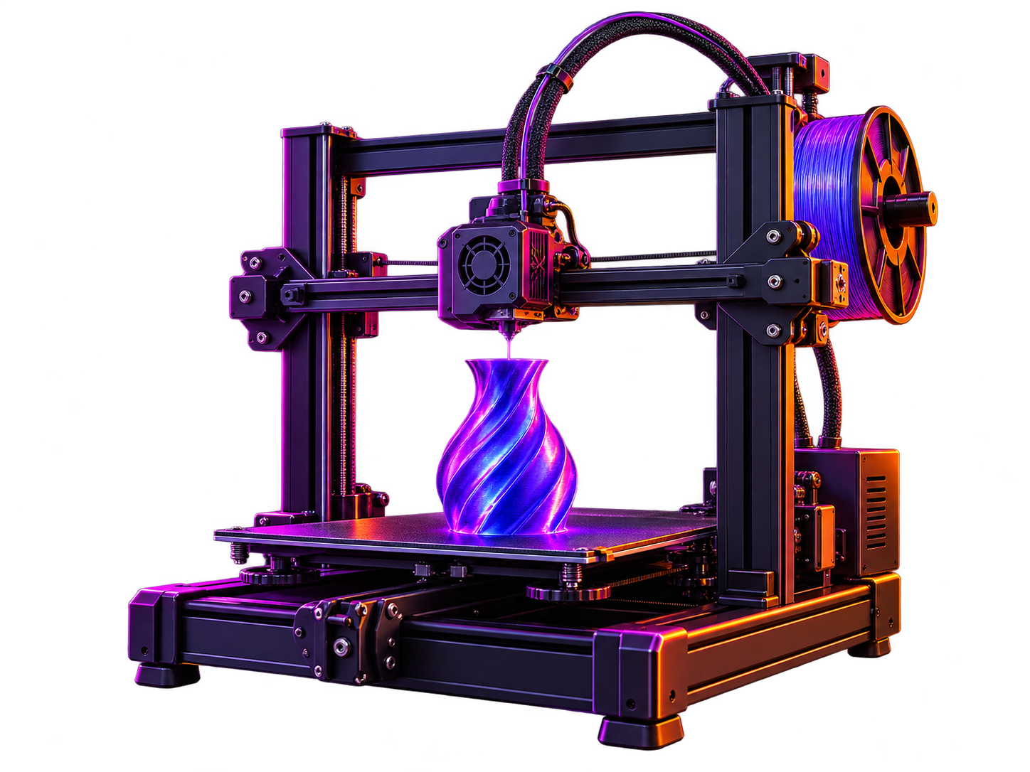 Impressora 3D a imprimir um vaso decorativo